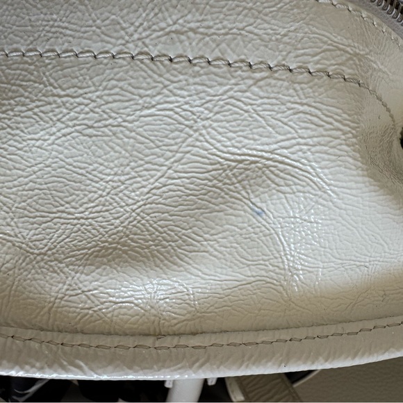 Burberry Black Floral Nova Check Satchel White Patent Leather Made in Italy - Picture 11 of 16